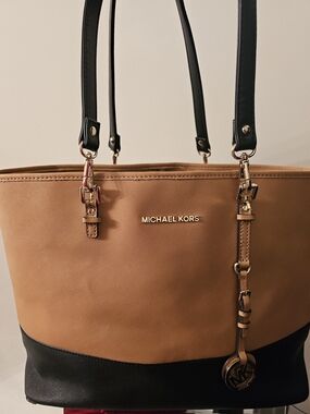 Michael Kors Two-Tone Tan and Black Tote Bag